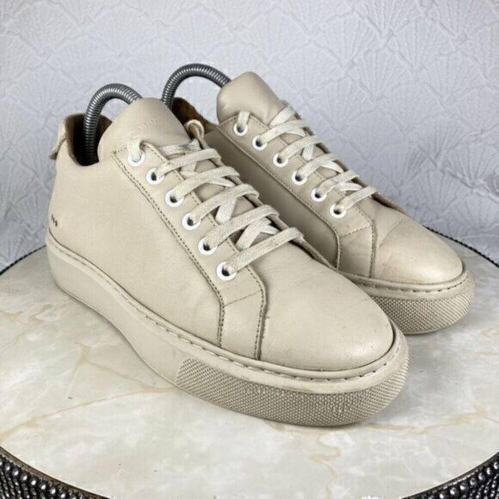 Royal Republiq Platform Comfort Shoes Women 7.5 Beige Leather Streetwear Sneaker